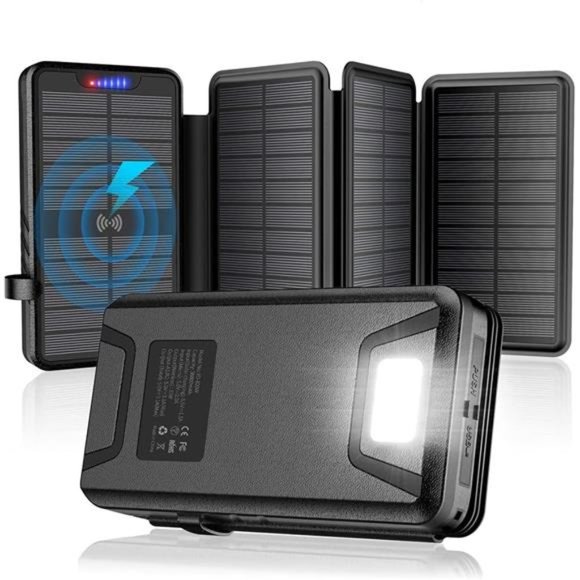 Solar Charger 38800mAh Solar Power Bank with Dual 5V3.1A Outputs 10W Qi Wireless - Picture 1 of 6